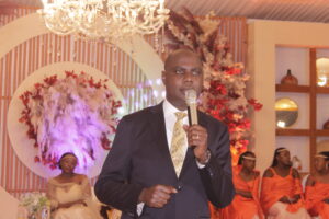 Minister Musasizi at the Giveaway Ceremony in Kabale District